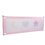 Bumtum Baby Bed Rail Guard, 180x72Cm, Bed Rails For Baby & Toddler Safety, Portable Baby Bed Fence, Adjustable, Single Side Baby Bed Rail (Star & Moon Printed Pink)