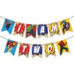 Festiko Superhero Theme I Am Two Happy Birthday Banner, Superhero Theme Birthday Banner