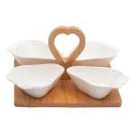 EZ Life White and Brown Wooden Bowl Set 100 kg (Set of 5) Pack of 1