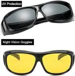 MILLENSIUM HD Vision Day & Night Unisex Goggles Anti-Glare Polarized Sunglasses Men/Women Driving Glasses UV Protection All Bikes&Car-Pack of 2 Goggles