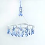 UrbanWare Plastic Round Cloth Drying Stand Hanger with 24 Clips/pegs, Baby Clothes Hanger Stand, (Set of 1)