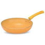 NAVRANG NONSTICK SPATTER/ GRANAITE FRY PAN 220 MM, YELLOW, SOFT TOUCH HANDLE & KNOB