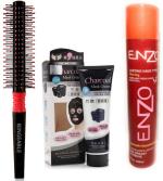 Bingeable Round Brush With Charcoal Peel Off Mask Cream And Enzo Hair Spray (Set Of 3)