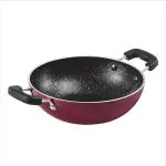 Milton Pro Cook Aluminium Burgundy Granito Kadhai Non Induction - 18 Cm
