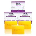 Sanfe Dark Spots Brightening Syndet Soap |2% Kojic Acid & Glutathion| Prevents New Blemishes | Skin whitening soap for women| Tan Removal Hyperpigmentation & Glow 75gm - 3 pcs