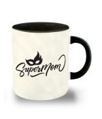 Whats your Kick Super Mom Printed Black Ceramic Coffee Mug 325 ML