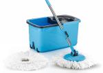 AMAR IMPEX Comfort Spin Mop with Wheels and Stainless Steel Wringer, Mopping System,2 Microfiber Refills - BLUE