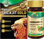 ZANDU Vigorex Shilajit Gold (1 Pack, 10 Caps in Pack) and Ashwagandha (1 Pack, 60 Caps in Pack)
