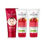 Meglow Women Combo Pack of 3- Skin BrighteningCream For 50 gm (1) + Fruit Face Wash 70 gm (2) With Paraben Free Formula for Glowing and Nourished Skin