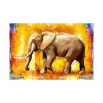 SHASWAT ART Beautiful Painting of Elephant Sparkle Coated Self Adhesive Wallpaper Without Frame Digital Reprint 24 inch x 36 inch Painting