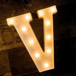 SATYAM KRAFT Marquee Alphabet Shaped Led Light for - Asthetic Decorations Letter Light for Romantic Gift, Bedroom, Table, Home Decoration, Night Light Lamp and Wall Lamp (White, 1 Piece) (Letter- V)