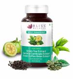 Bliss Welness Weight Management Combo | Green Tea Extract + Garcinia Cambogia Extract 60% + Green Coffee Bean Extract 50% | Appetite Control Metabolism Antioxidant Fat Management Supplement - 60 Vegetarian Tablets