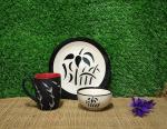 Caffeine Black Ceramic Breakfast Set (Set Of 3)