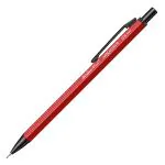 Scrikss Office Hexagon-R Mechanical Clutch Pen Pencil with 0.5mm Lead | Hexagonal Red Barrel | Mini Interchangeable Eraser | Anodised Aluminum Body
