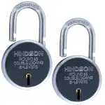 HINDSON Lock Round 65mm with 3 Key, Steel Double Locking, 8 Lever Padlock for Door, Gate, Shutter Pack of 2
