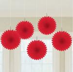 My Party Suppliers Red Tissue Paper Fan Decoration, 25 cm (pack of 3)