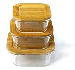 Saluna GLASS BAR Borosilicate Containers Set of 3 Fresh Food Storage Round Container Glass Bowl