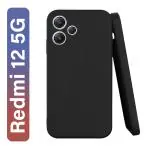 Knotyy Back Cover Case for Redmi 12 5G (Matte Soft Silicon Flexible, Camera Bump Protection, Black, Pack of: 1)