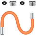 PRAYAS 360 Degree Rotating Splash-Proof Orange Silicone Faucet Extension Hose with Copper Connector, 50 cm