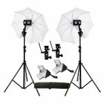 Hiffin White Light Stand Umbrella Flash Bracket Halogen Light With 1000W Tube Bag (Set Of 2)