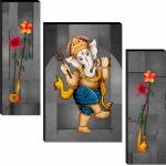 Arinjay Set of 3 Ganesha Modern Art Wall Painting For Living Room 12 Inch x 18 Inch Paintings