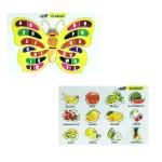 Clapjoy Puzzle Tray Game Educational Board - Alphabet And Fruit - 3 Years And Up