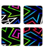 Whats Your Kick Pattern Design Colorful Hexagone With Black Pattern Design Printed Set of 4 Coaster With Metal Stand