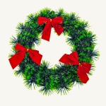 Specialyou.in 1pc 9.5nch Christmas Wreath for Front Door Entrance Tree Wall Door Hanging Decoration Ornaments Plain Wreath with red Bow Xmas Artificial Garlands Christmas Decorations Items for Home.
