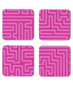 Whats Your Kick Pattern Design Pink Find Path Games Design Unique Beautiful Pattern Design Printed Set of 4 Coaster With Metal Stand