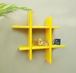 WoodenTwist AFR2829 Yellow Wood Wall Decor Rack Shelves