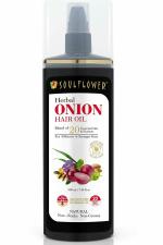 Soulflower Onion Hair Oil | Promotes Hair Growth, Reduces Hair Fall,Provides Healthy Hair and Scalp for Men & Women |100% Pure, Natural, Non Sticky, Non Greasy, Preservative Free, 220 ml