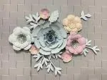 MGHY Art Metal White Grey and Pink Flower with LED Wall Art for Home Living Room/Bedroom/Office/Hotel