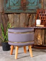 Shadowkart Pouffes Sitting Stool For Living Room, Mudda Puffy Wooden Ottoman Stools, Pouffe Footstool, Pouf For Office Home Decoration & Dressing Table, 16x16x18 Inch, Grey