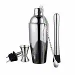 finality Stainless Steel Cocktail Shaker, Peg Measure, Muddler, Mixing Spoon and 2 Pourer Set 6