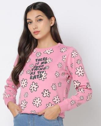 Floral Print Round-Neck Sweatshirt
