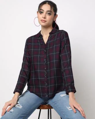 Checked Shirt with Y-Notch Placket