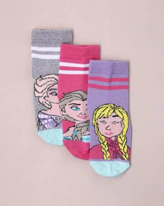 Pack of 3 Frozen Print Anti-Microbial Finish Socks