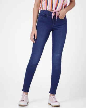 High-Waist Skinny Jeans with 5-Pocket Styling
