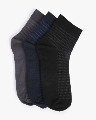 Set of 3 Micro Print Ankle Length Socks