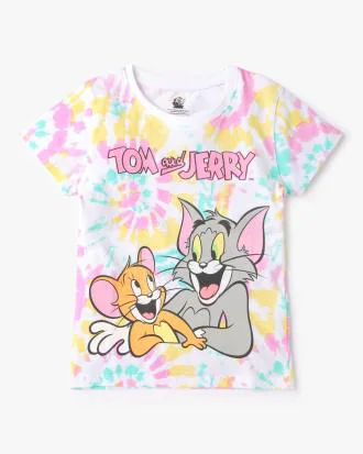 Tom & Jerry Print Slim Fit Round-Neck T-Shirt