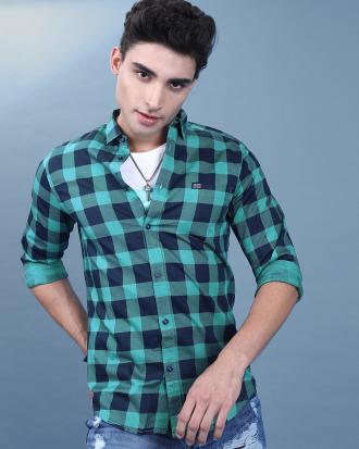 Slim Fit Checked Shirt with Patch Pocket