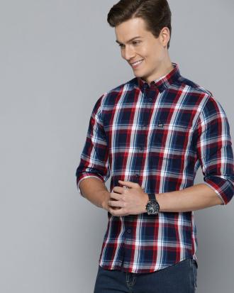 Checked Slim Fit Shirt with Button-Down Collar