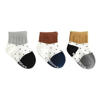 Youstylo Multicolor Dot Striped Cotton Crew Socks for Kids (1 to 3 Years, Pack of 3) | Cotton Socks | Ankle length | Cotton Socks | Ankle length
