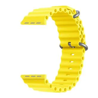 IIK Collection New Flexible Silicone Ocean Sport Bands With Apple Watch Band For Men Women, Replacement Straps For iWatch Series Ultra/8/7/6/5/4/3/2/1/SE Only Silicone Strap for Apple iWatch Watch NOT Included - (IIK-ULTRA8-RubberStrap-Yellow-006)