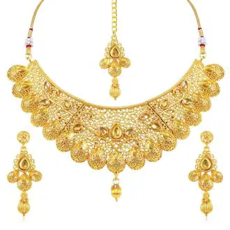 Sukkhi Traditional Gold Plated Choker Necklace Set For Women