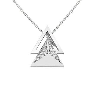 Lilu Jewels Pure 925 Sterling Silver Beautiful Triangle Cubic Zirconia Stone Pendant Necklace with 18 inch Chain for Girls and Women