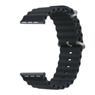 IIK Collection New Flexible Silicone Ocean Sport Bands With Apple Watch Band For Men Women, Replacement Straps For iWatch Series Ultra/8/7/6/5/4/3/2/1/SE Only Silicone Strap for Apple iWatch Watch NOT Included - (IIK-ULTRA8-RubberStrap-Black-007)
