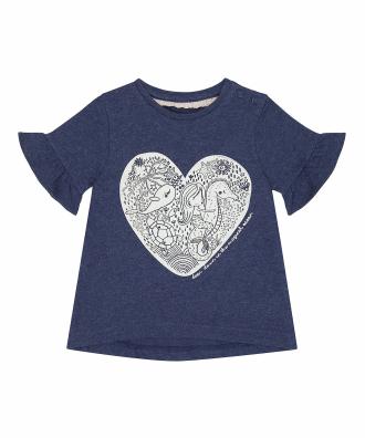 Mothercare Girls Navy Cotton Printed T-shirt