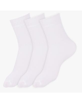 Dollar Unisex Full Length Plain Cotton School Socks For Kids White
