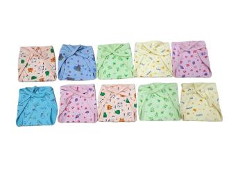BABYSPHERE New Born Multicolor Cotton Pack Of 10 Diapers (New Born)